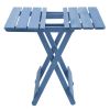 Folding Square Table Patio Outdoor solid wood Table for Backyard, Balcony, Portable Design Space-Saving Blue Color