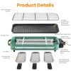 1500W Electric Indoor Grill 2 in 1 Electric BBQ Gill with Grill Net Removable Plate 5 Temperature Control 3 Small Trays Dishwasher Safe