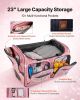 23 Inch Dance Bag with Garment Rack Rolling Duffle with Wheels for Travel Pink