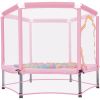 55'' Toddlers Trampoline with Safety Enclosure Net and Balls, Indoor Outdoor Mini Trampoline for Kids