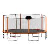 16FT Trampoline with Basketball Hoop pump and Ladder(Inner Safety Enclosure) with soccer goal orange
