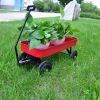 Garden cart Reuniong Railing, solid Wheels, All Terrain Cargo Wagon with 280lbs Weight Capacity, Red