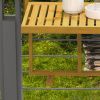 Outsunny Balcony Railing Table, Outdoor Folding Hanging Table / Desk, Space Saving 4 Height Adjustable Wood Balcony Bar Table for Serving Food