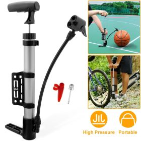 Mini Bike Pump Portable Bicycle Tire Inflator Ball Air Pump w/ Mount Frame For Mountain Road Bike (Color: Black+Silver)